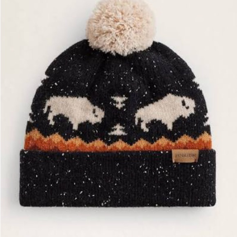 In search of!!!!! Pendleton Black and Cream Bison Knit Beanie